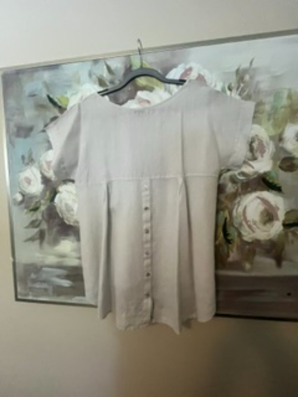 White Linen Top High-Low Italian made womans -Medium